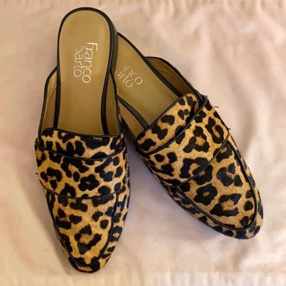 Franco Sarto Leopard Mules